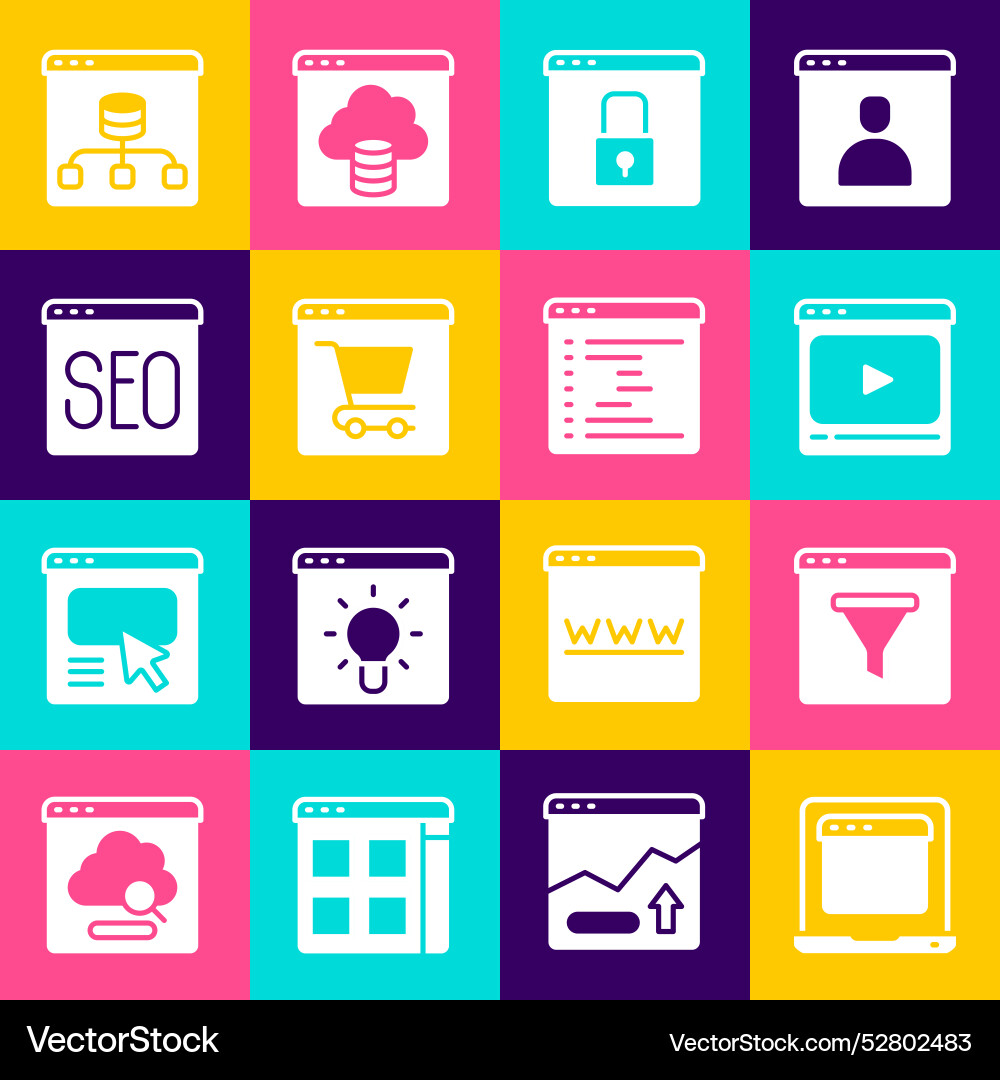 Set laptop with browser window online Set laptop with browser window online vector image