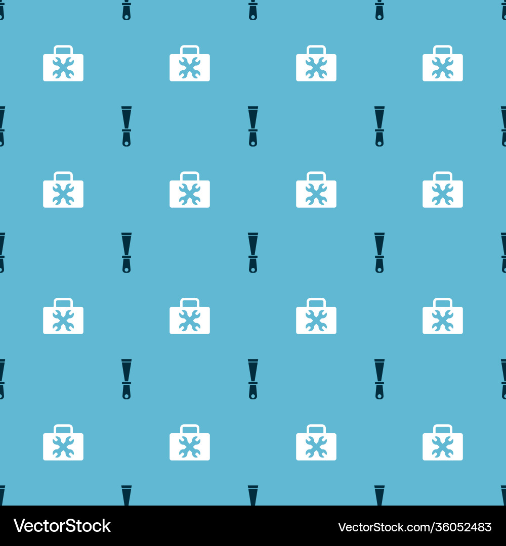 Set putty knife and toolbox on seamless pattern Vector Image