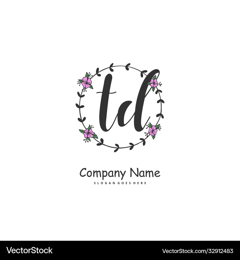 T d td initial handwriting and signature logo T d td initial handwriting and signature logo Vector Image