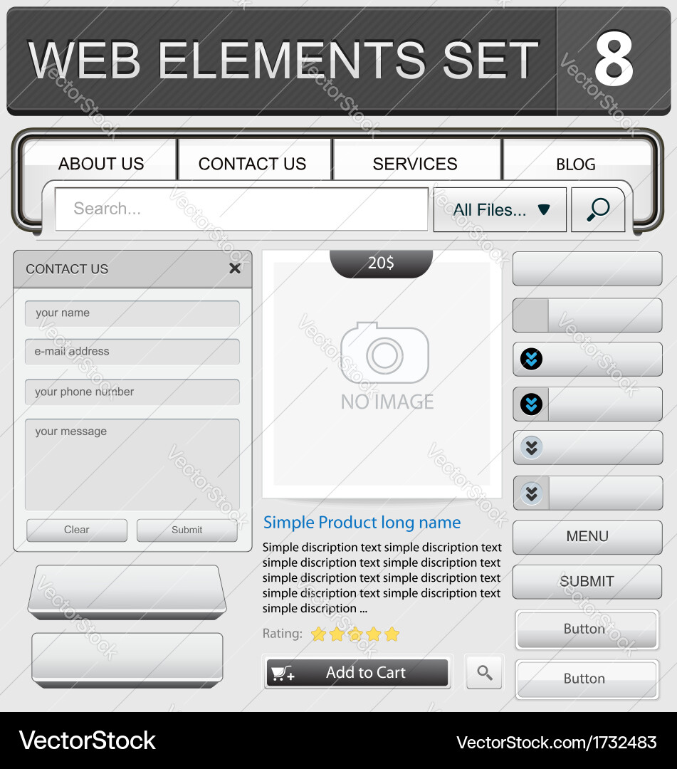 Web elements set 8 vector image