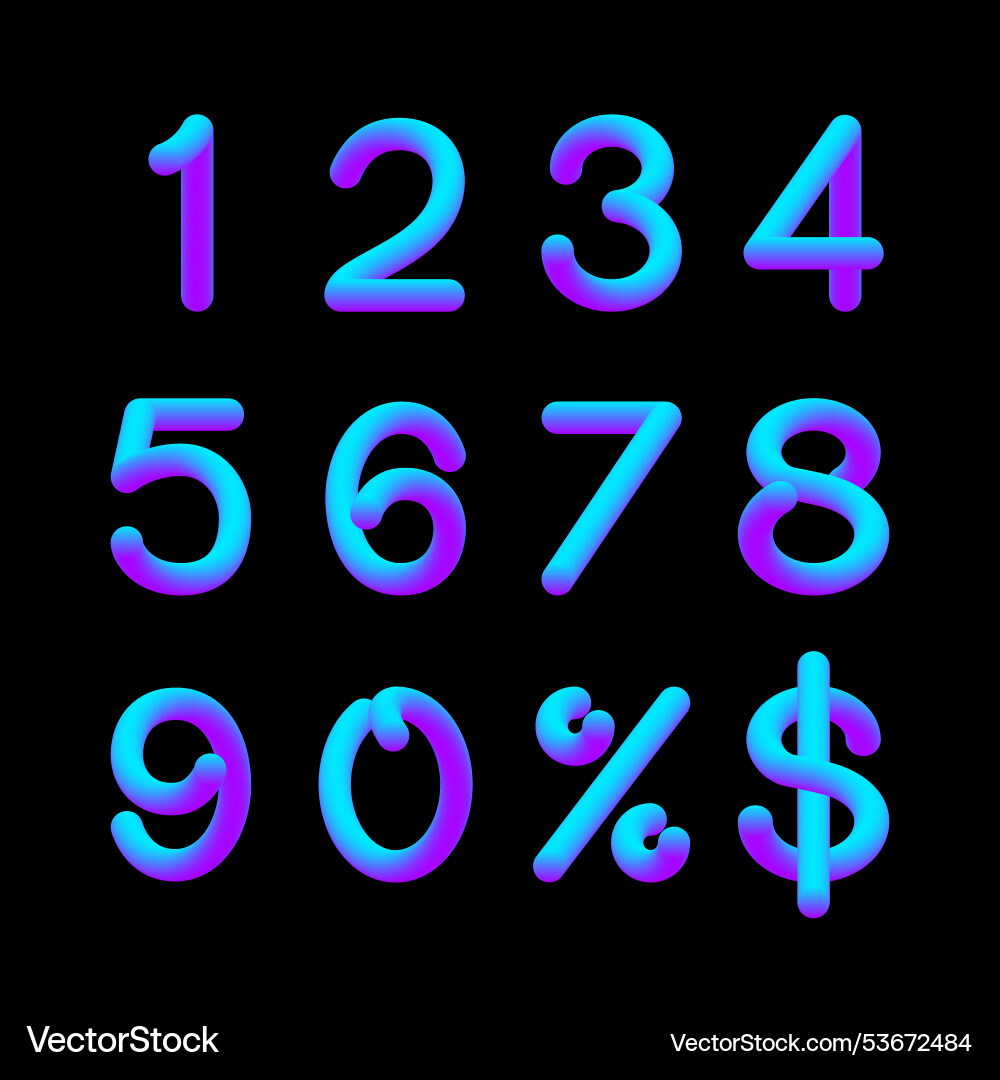 3d light numbers set price off tag design Vector Image