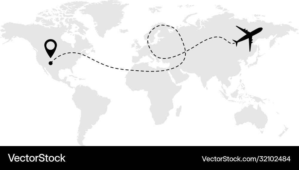 Airplane line icon air plane flight route Airplane line icon air plane flight route vector image
