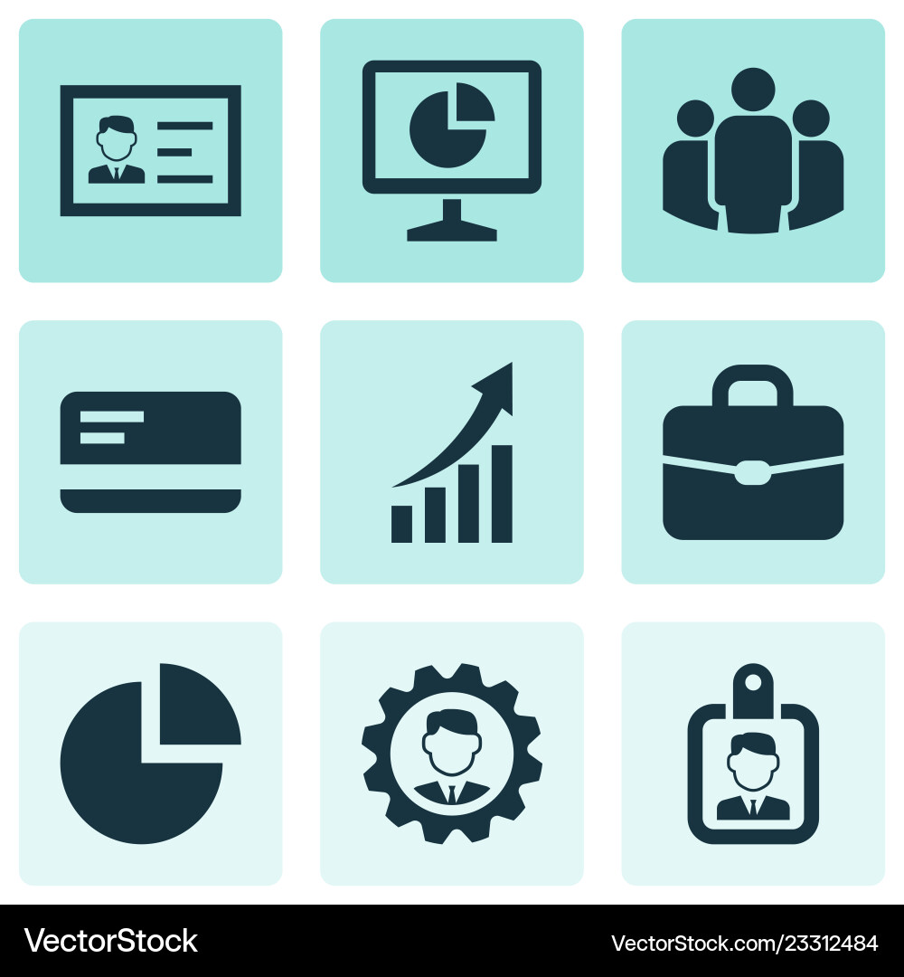 Business icons set with team authentication Business icons set with team authentication vector image