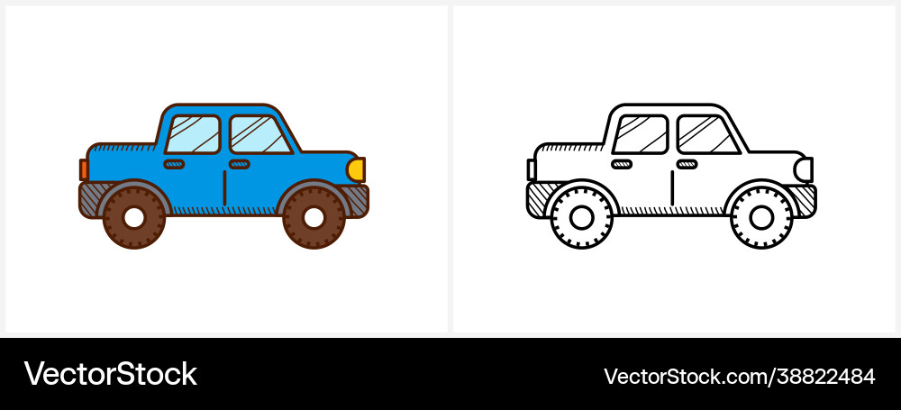 Car coloring book for kids side view auto Car coloring book for kids side view auto vector image
