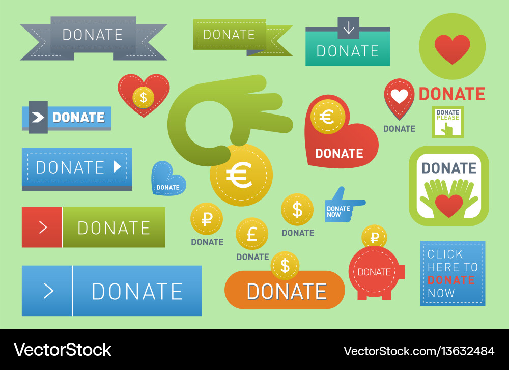 Donate buttons set help icon Donate buttons set help icon vector image
