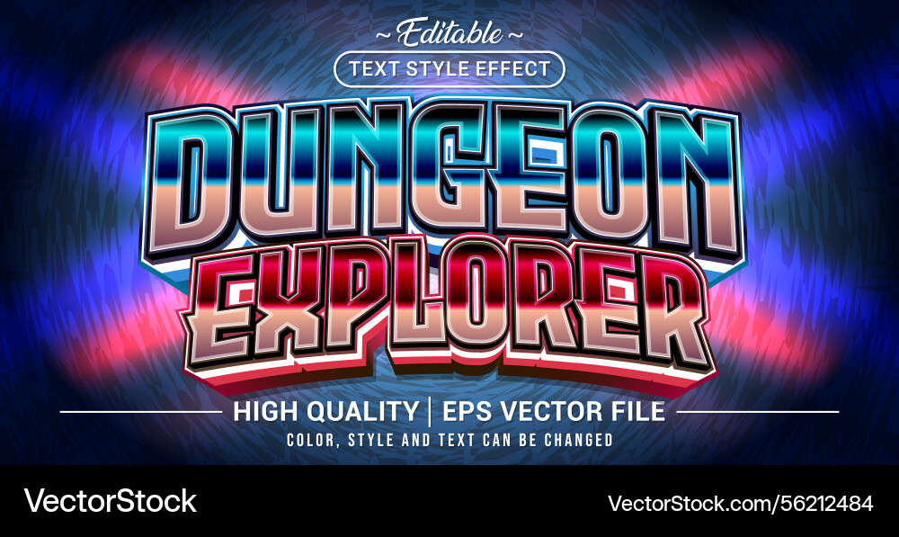 Editable text style effect - dungeon explorer Vector Image