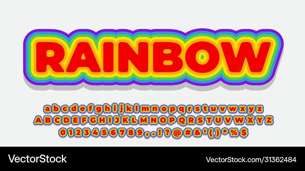Font style 3d effect rainbow color design template Font style 3d effect rainbow color design template vector image