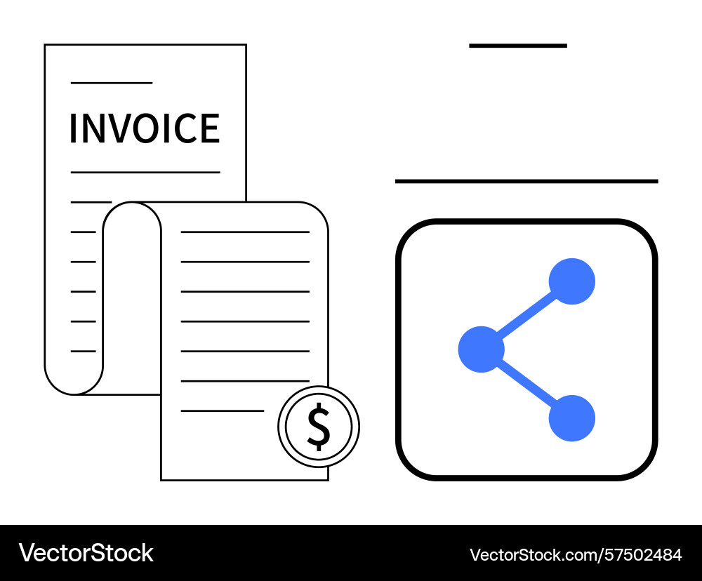 Invoice document and sharing button highlighting Invoice document and sharing button highlighting Vector Image