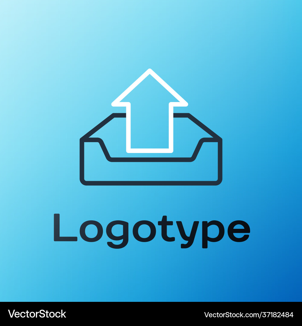 Line upload inbox icon isolated on blue background Line upload inbox icon isolated on blue background vector image
