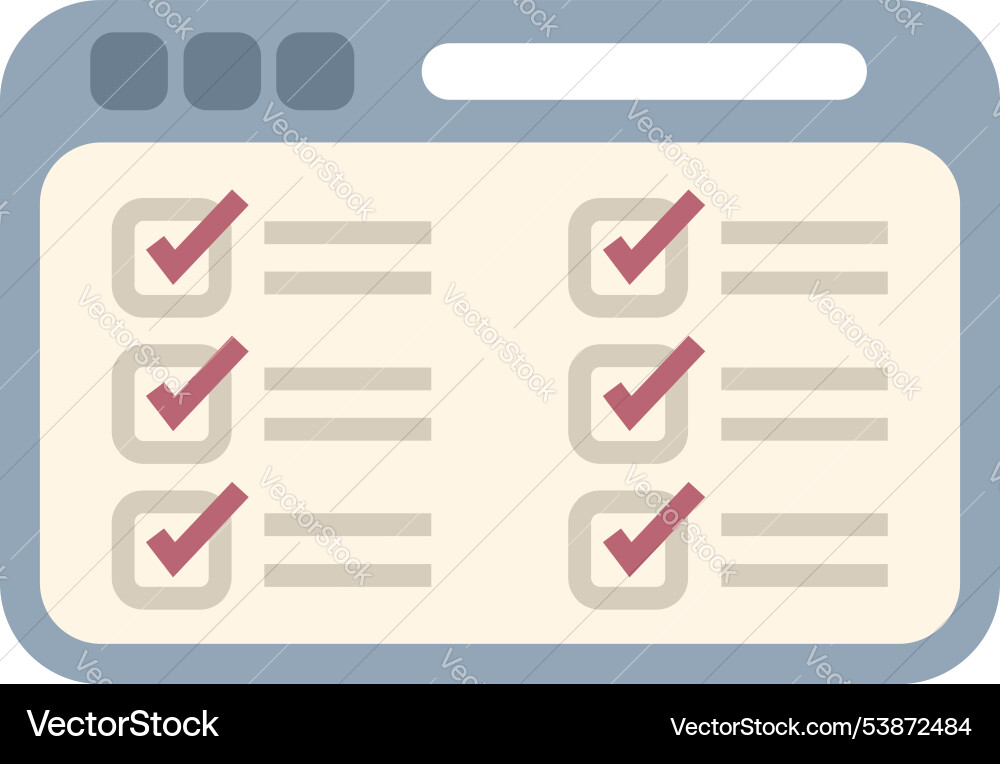Online survey form showing checkboxes on website Online survey form showing checkboxes on website vector image