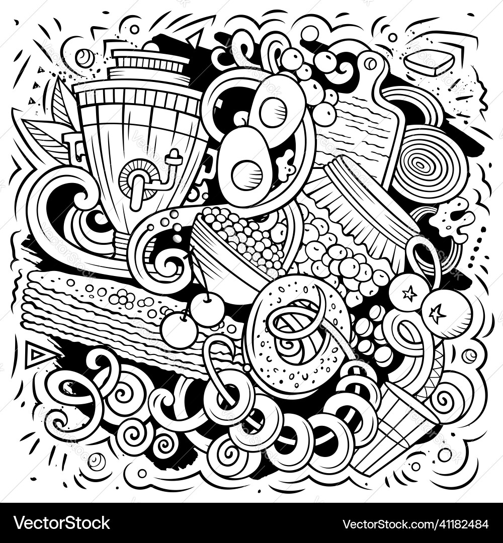 Russian food hand drawn doodles Russian food hand drawn doodles vector image