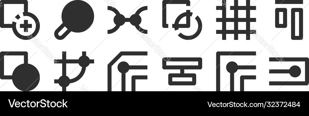 Set 12 thin outline icons such as node align Set 12 thin outline icons such as node align vector image