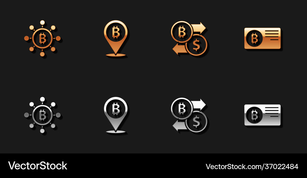 Set blockchain technology bitcoin Set blockchain technology bitcoin vector image