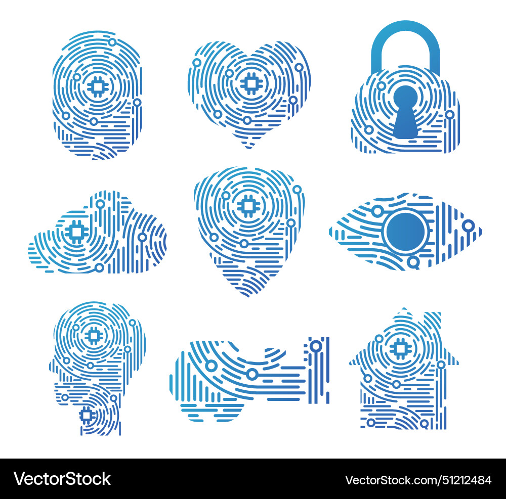 Set of network and cyber security icons Set of network and cyber security icons vector image