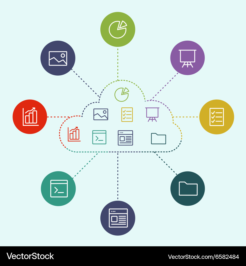 Sharing of working files and reference materials vector image