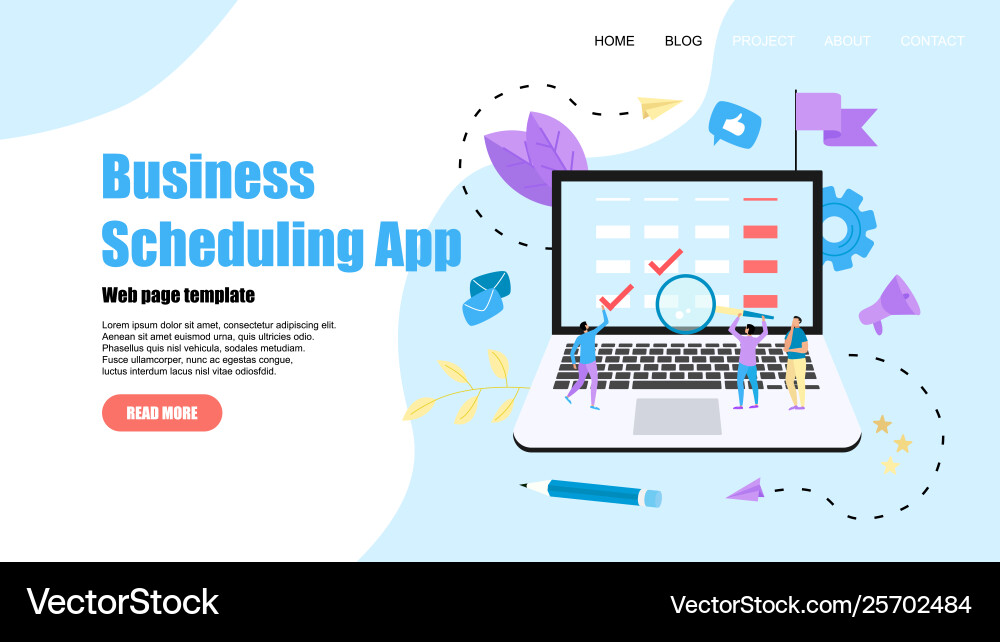 Webpage template business scheduling app vector image