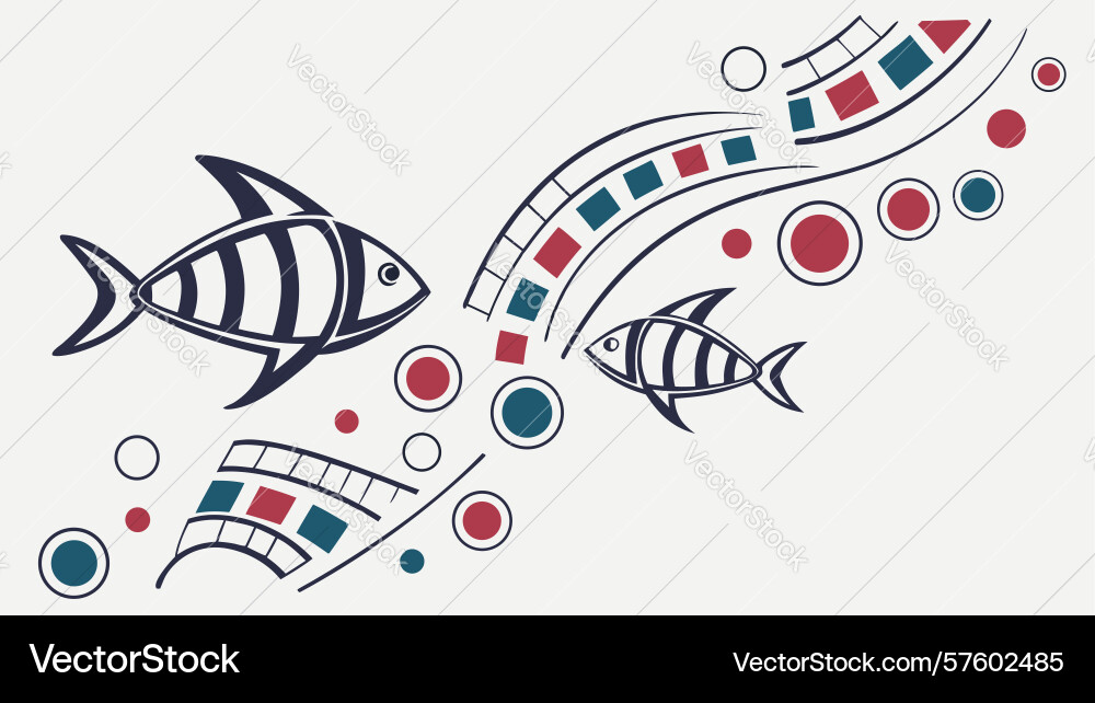 Abstract fish pattern dynamic aquatic design vector image