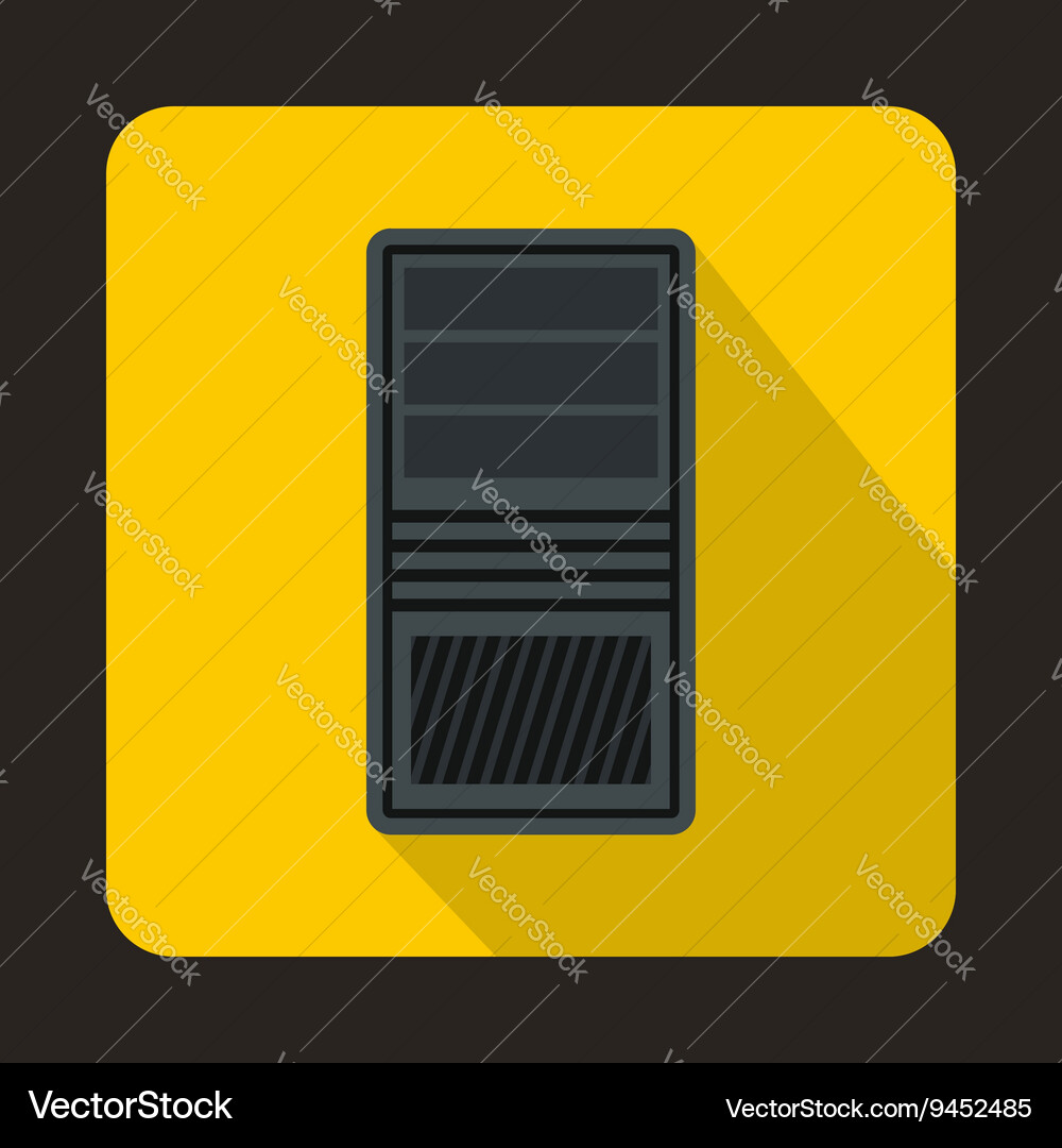 Black computer system unit icon flat style vector image