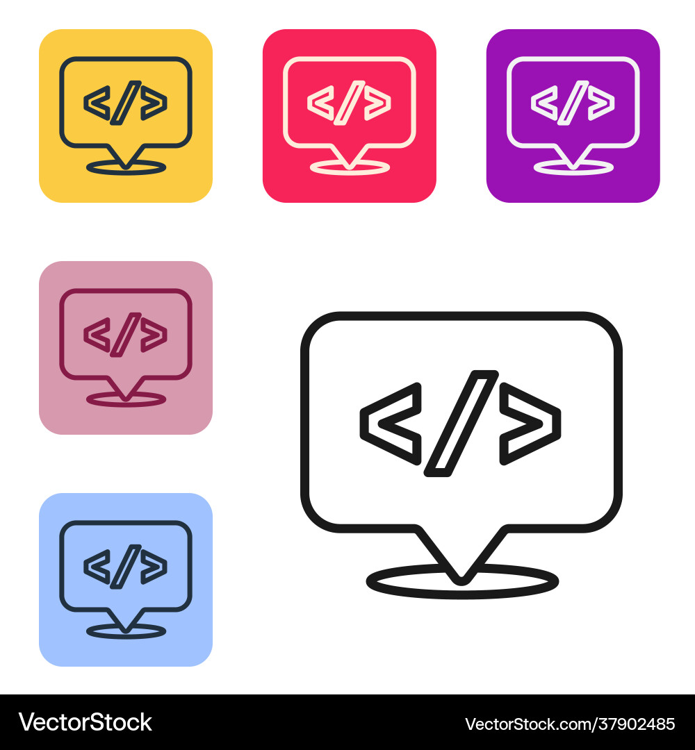 Black line web design and front end development Black line web design and front end development vector image
