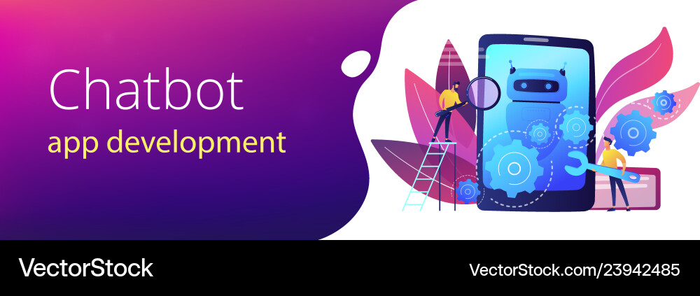 Chatbot app development concept banner header Vector Image