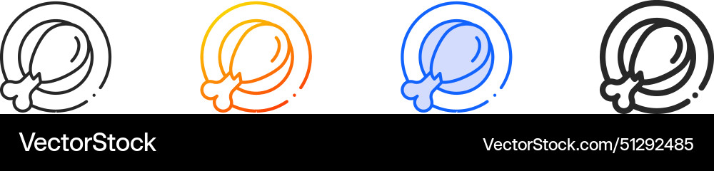 Chicken iconthin linear gradient blue stroke Vector Image
