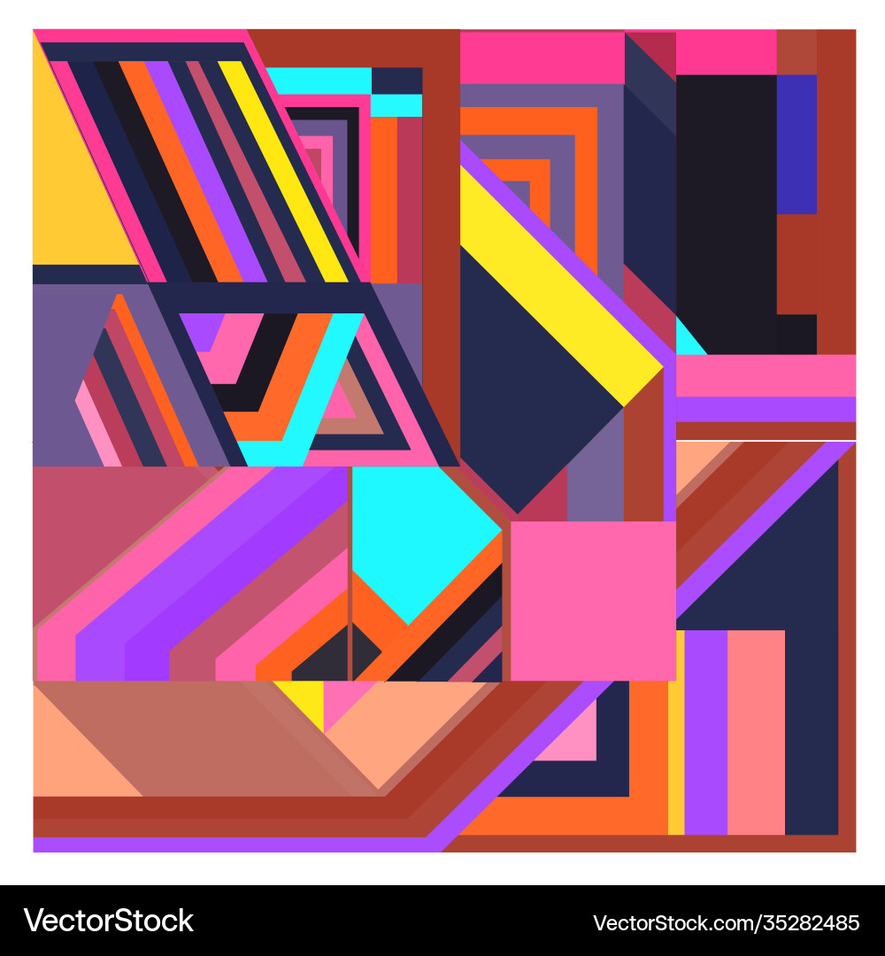 Colorful geometric and curve background pattern vector image