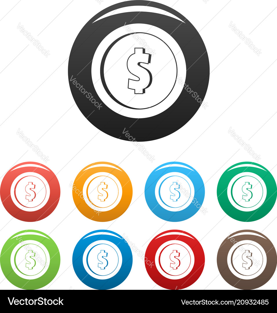 Design coin icons set color Design coin icons set color vector image