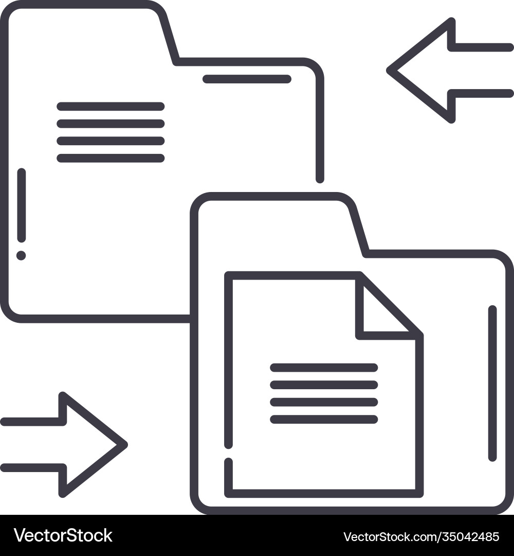 Files exchange concept icon linear isolated Files exchange concept icon linear isolated vector image