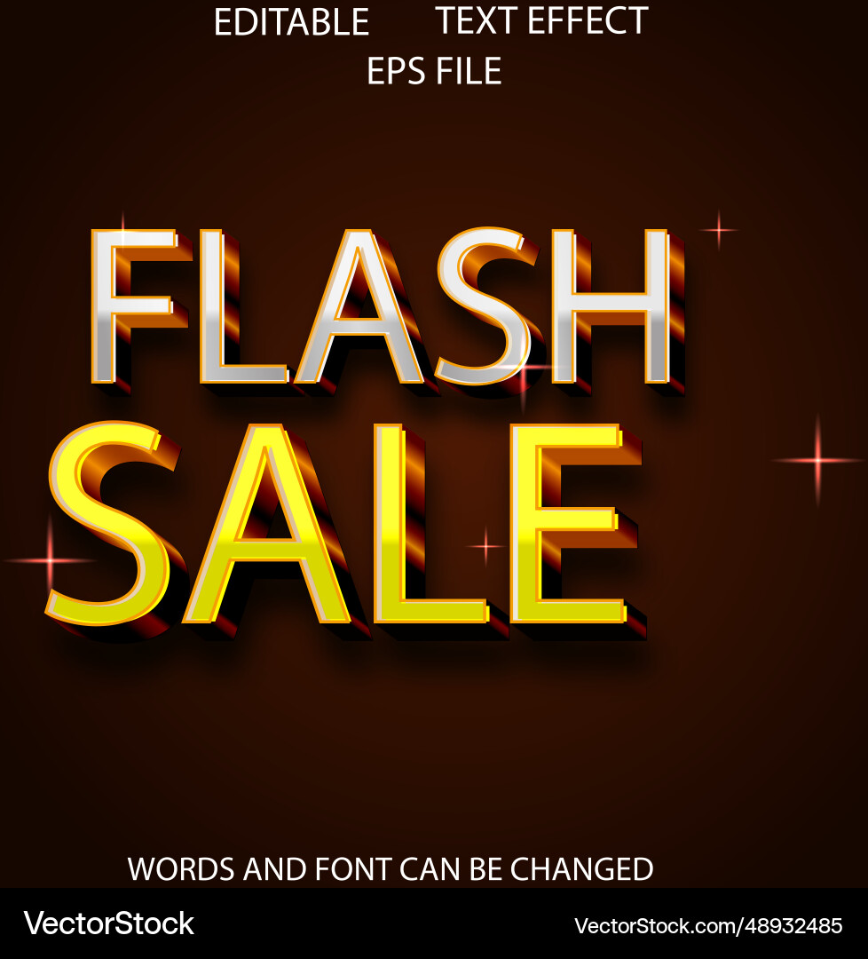Flash sale text effect font editable typography vector image