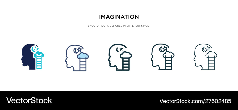 Imagination icon in different style two colored vector image