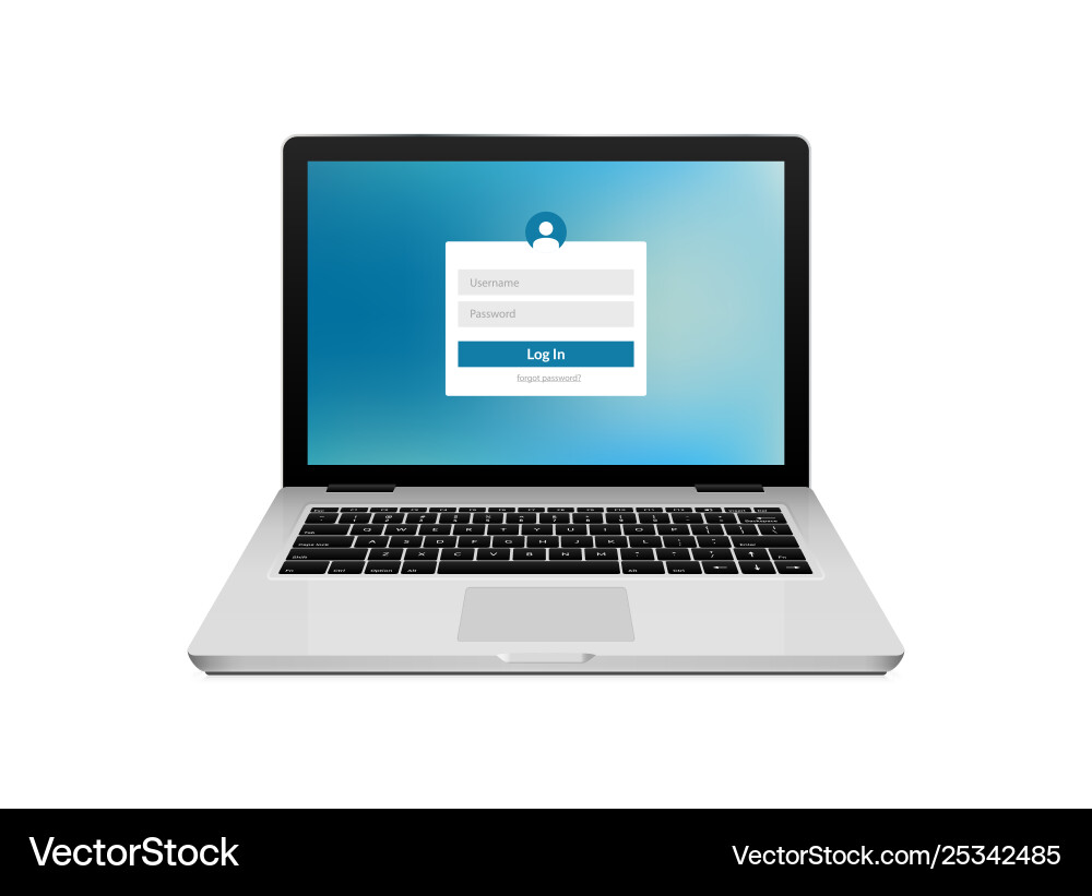 Laptop login password on lock screen computer Laptop login password on lock screen computer vector image