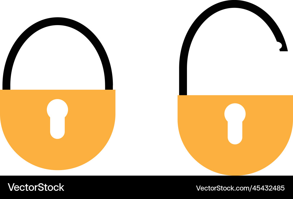 Lock open and closed icons padlock symbol Lock open and closed icons padlock symbol vector image