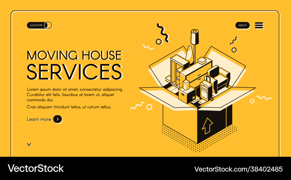 Moving service startup isometric web page Moving service startup isometric web page Vector Image