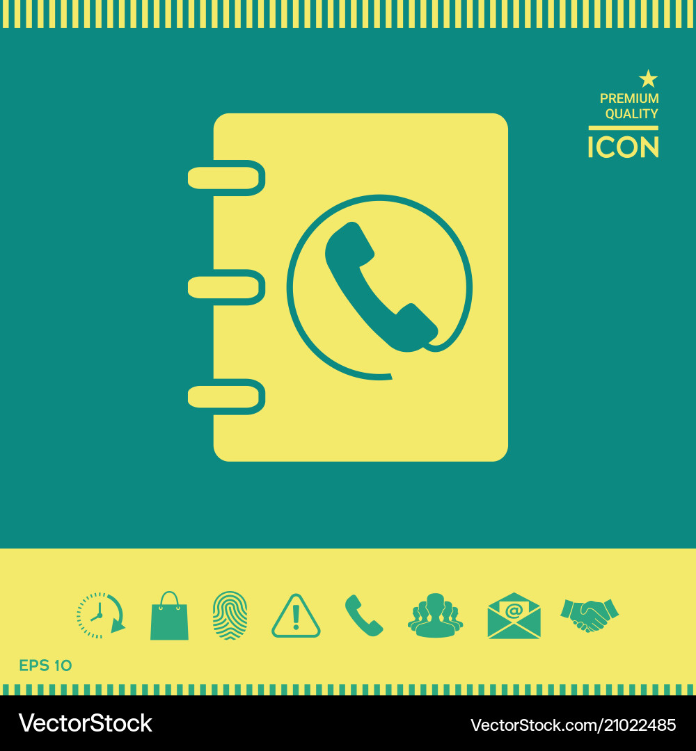 Notebook address phone book icon with handset Notebook address phone book icon with handset vector image