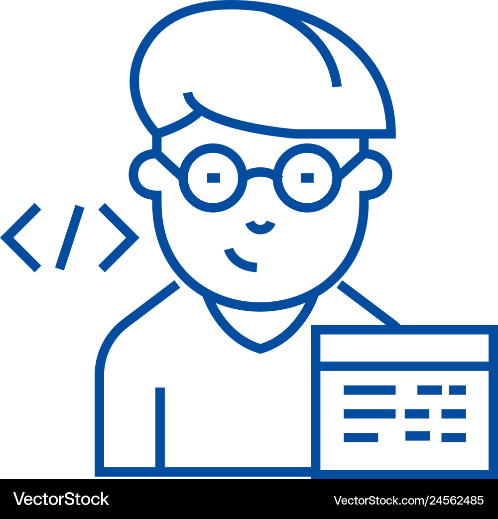 Programmer line icon concept flat Programmer line icon concept flat vector image