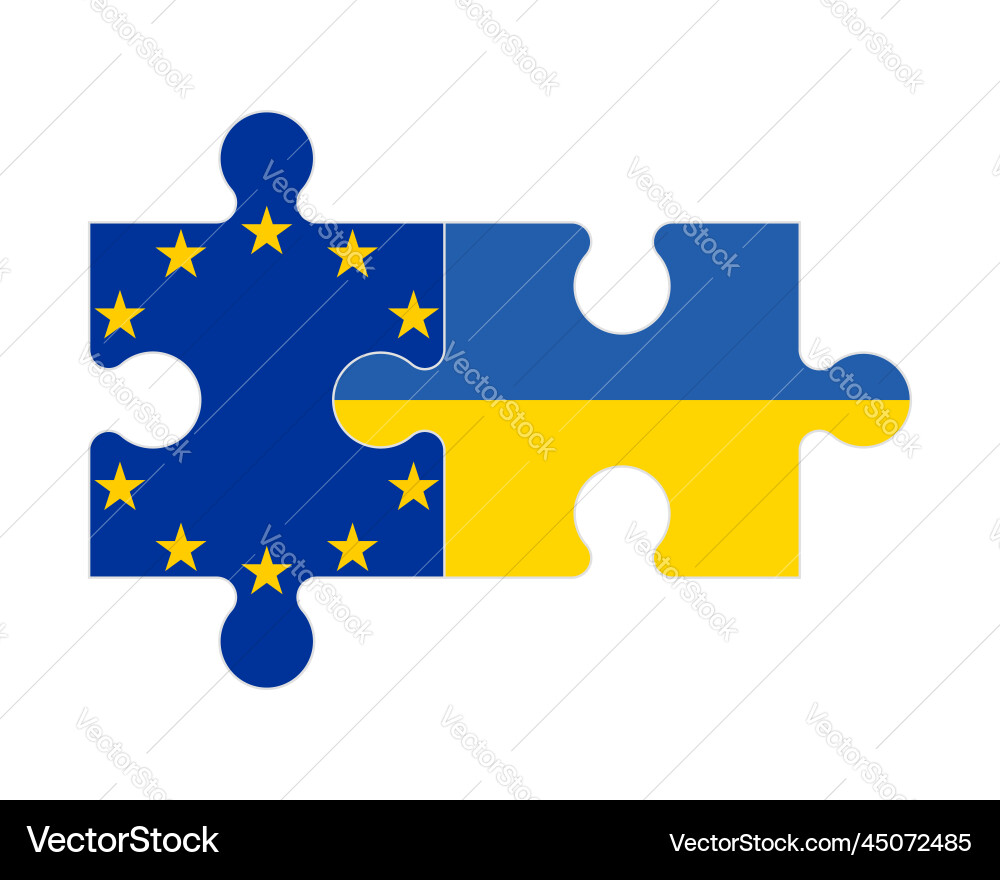 Puzzle of flags eu and us Puzzle of flags eu and us Vector Image