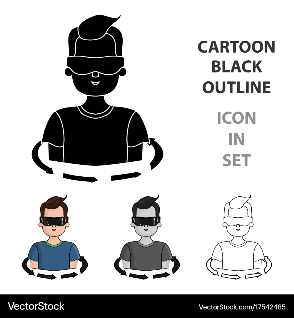 Rotation of player in the virtual reality icon vector image