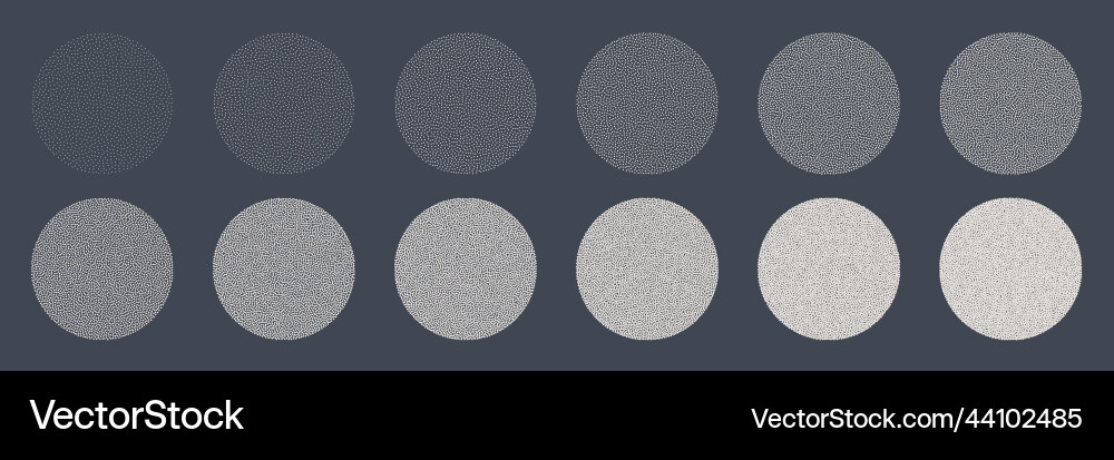 Round shaped dotted objects stipple elements vector image