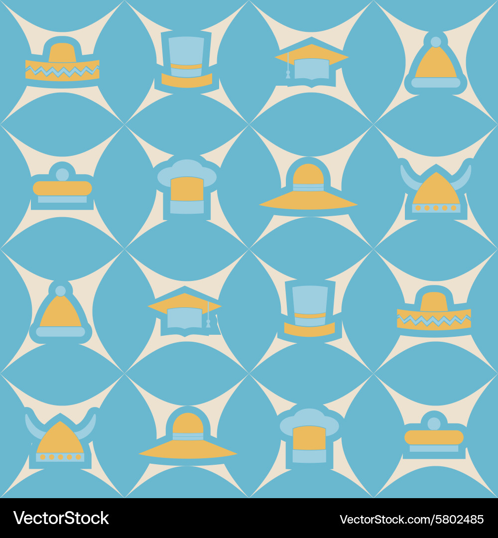 Seamless background with different hats vector image