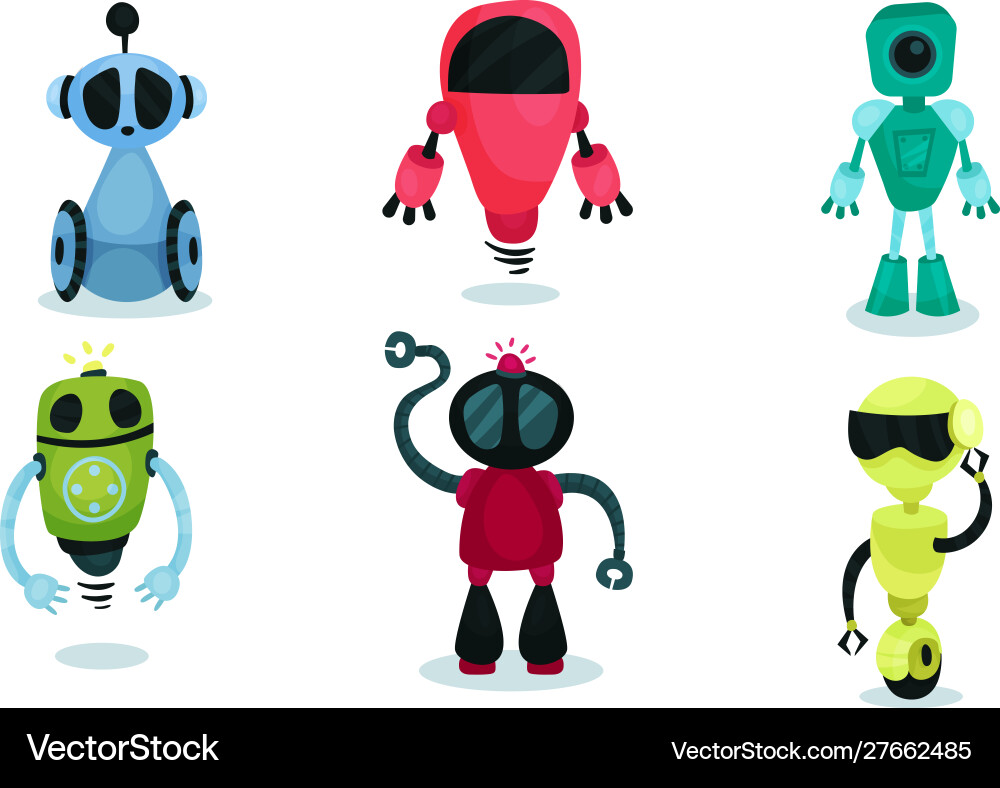 Set colored robots Vector Image