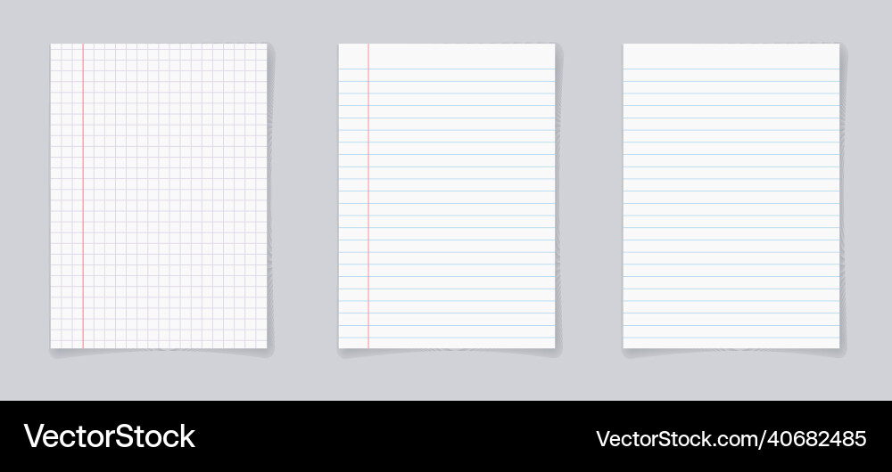 Set of realistic blank sheets square and lined vector image