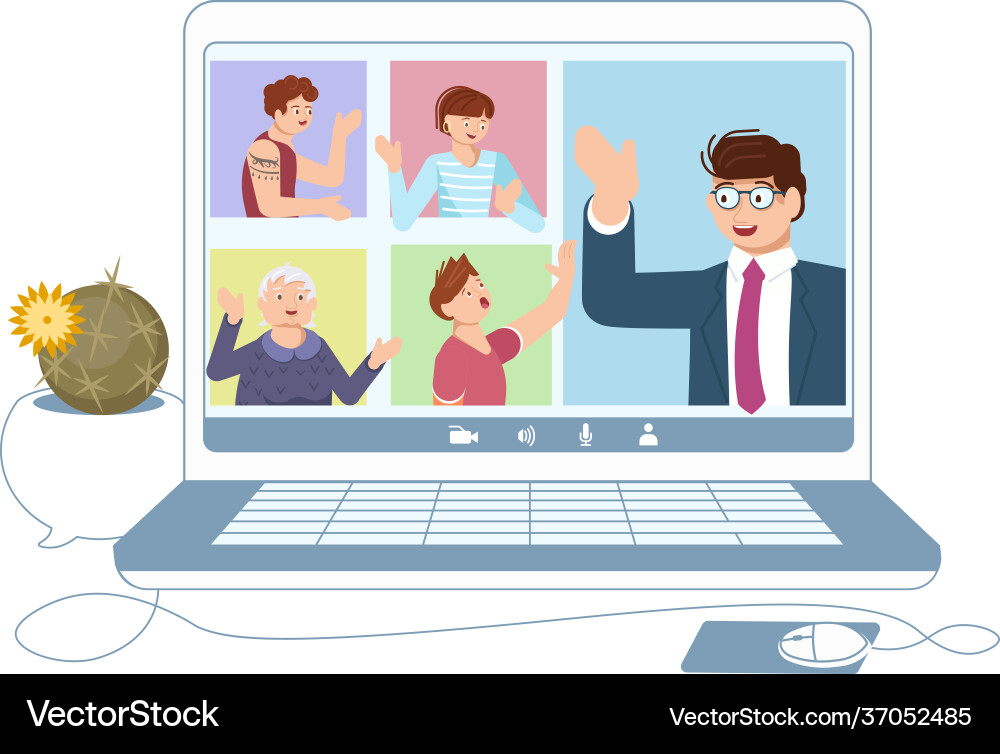 Verschiedene Leute die an der Videokonferenz teilnehmen Verschiedene Leute die an der Videokonferenz teilnehmen vektorbild