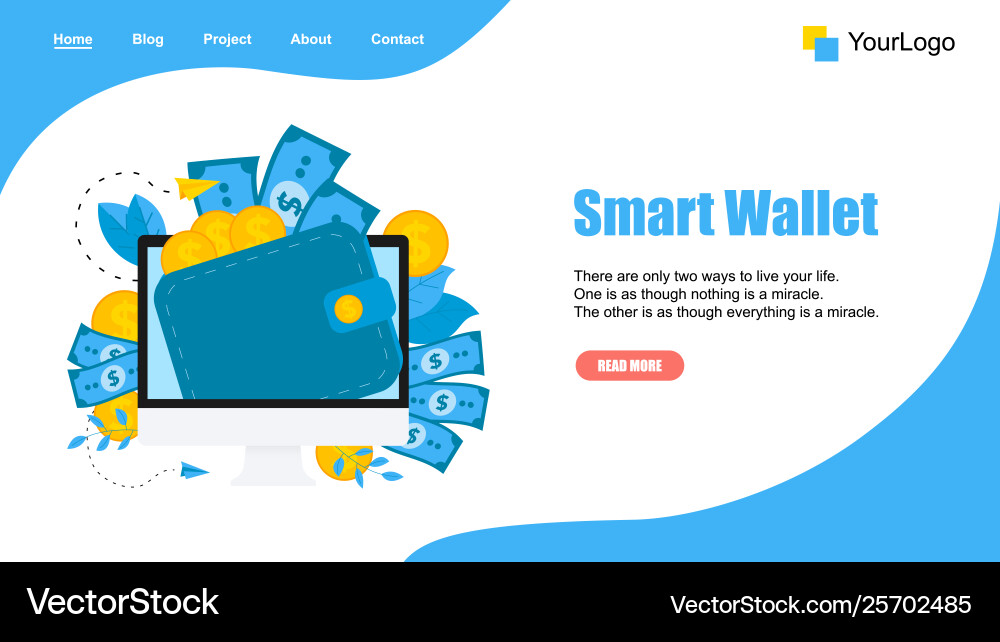 Webpage template smart wallet with dollar Vector Image