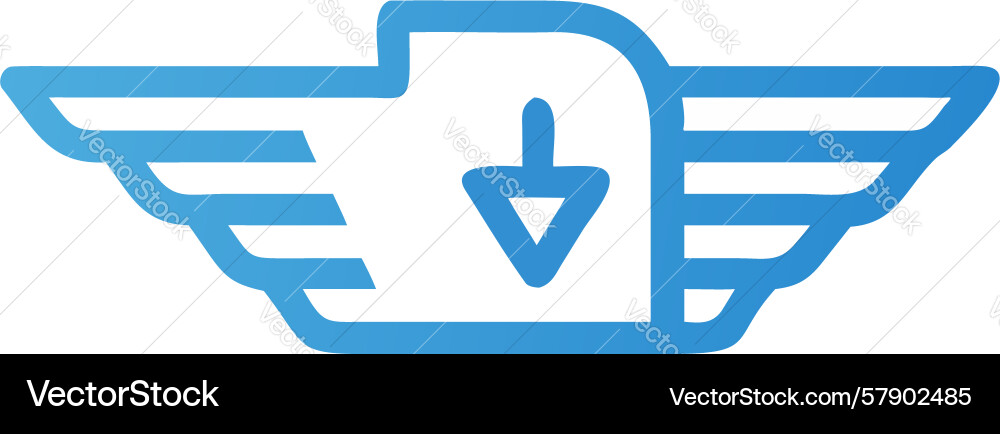 Winged download icon with shield secure data Vector Image