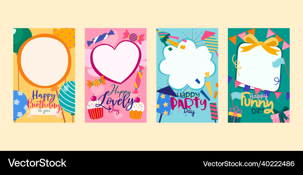 4 party banner and element asset for design Vector Image