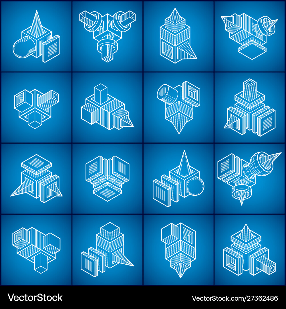 Abstract set isometric dimensional shapes Abstract set isometric dimensional shapes vector image