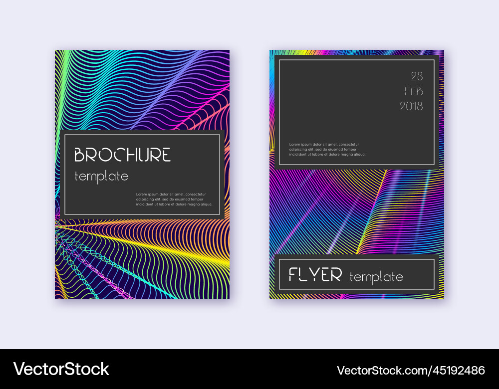 Black cover design template set rainbow abstract Black cover design template set rainbow abstract vector image