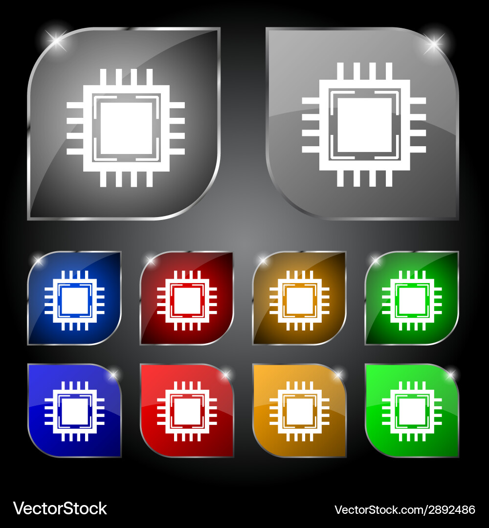 Central processing unit icon technology scheme vector image