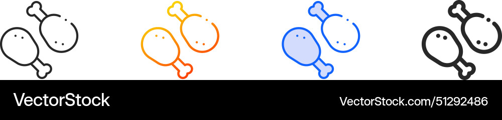 Chicken iconthin linear gradient blue stroke Vector Image