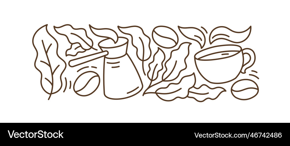 Coffee pattern coffea horizontal design element vector image